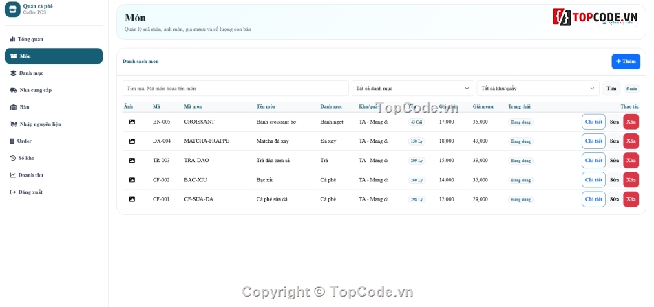 Website quản lý,quản lý,quản lý cà phê